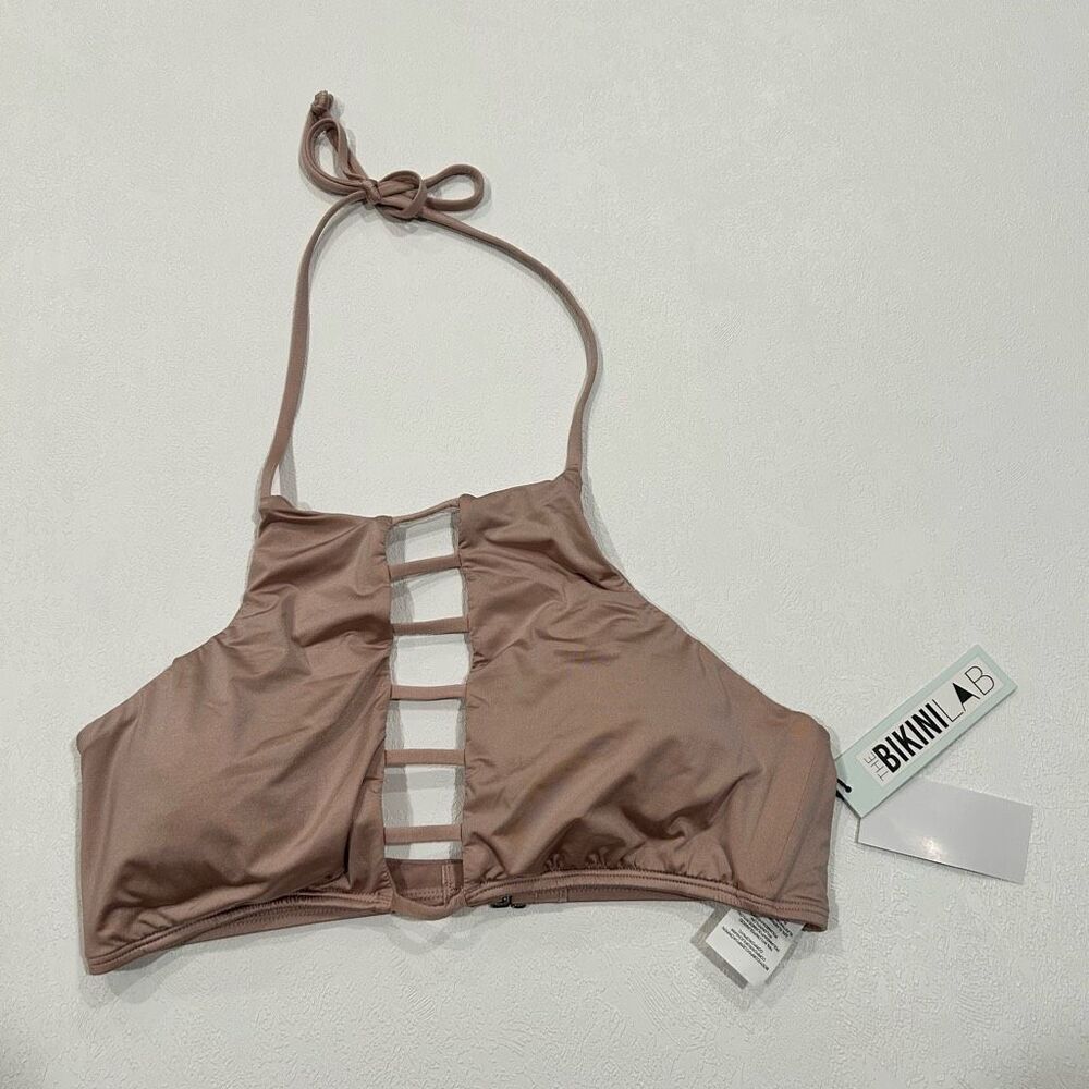 Bikini Lab Mauve High Neck Bikini Top | Strappy Front | NWT | Size L